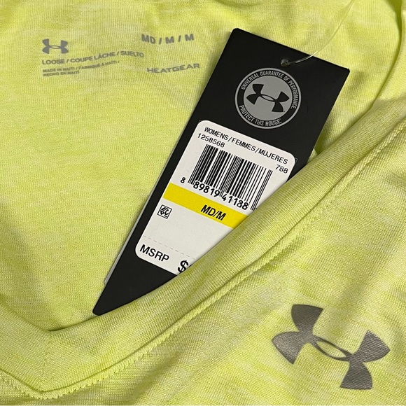 NEW Under Armour Women's Tech Twist V-neck Top size M Yellow - Picture 3 of 6